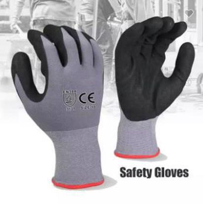 Picture of wholesale industrial construction hand garden work safety nitrile foam coated gloves