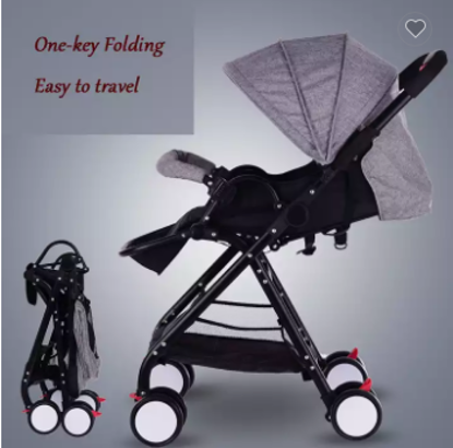 Picture of Factory Wholesale One Key Folding Baby Buggy/foldbale Stroller Baby High Landscape Pram Umbrella Baby Stroller
